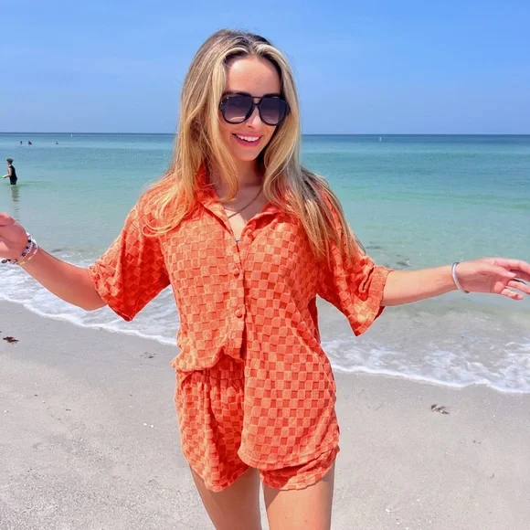 Terry Cloth Checkered Set - Picture 3 of 3